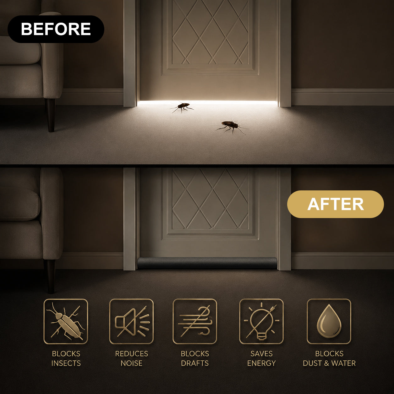 ✅ ✅  The Ultimate Summer Door Seal: Lock AC In, Keep Bugs & Noise Out (Slide-On)