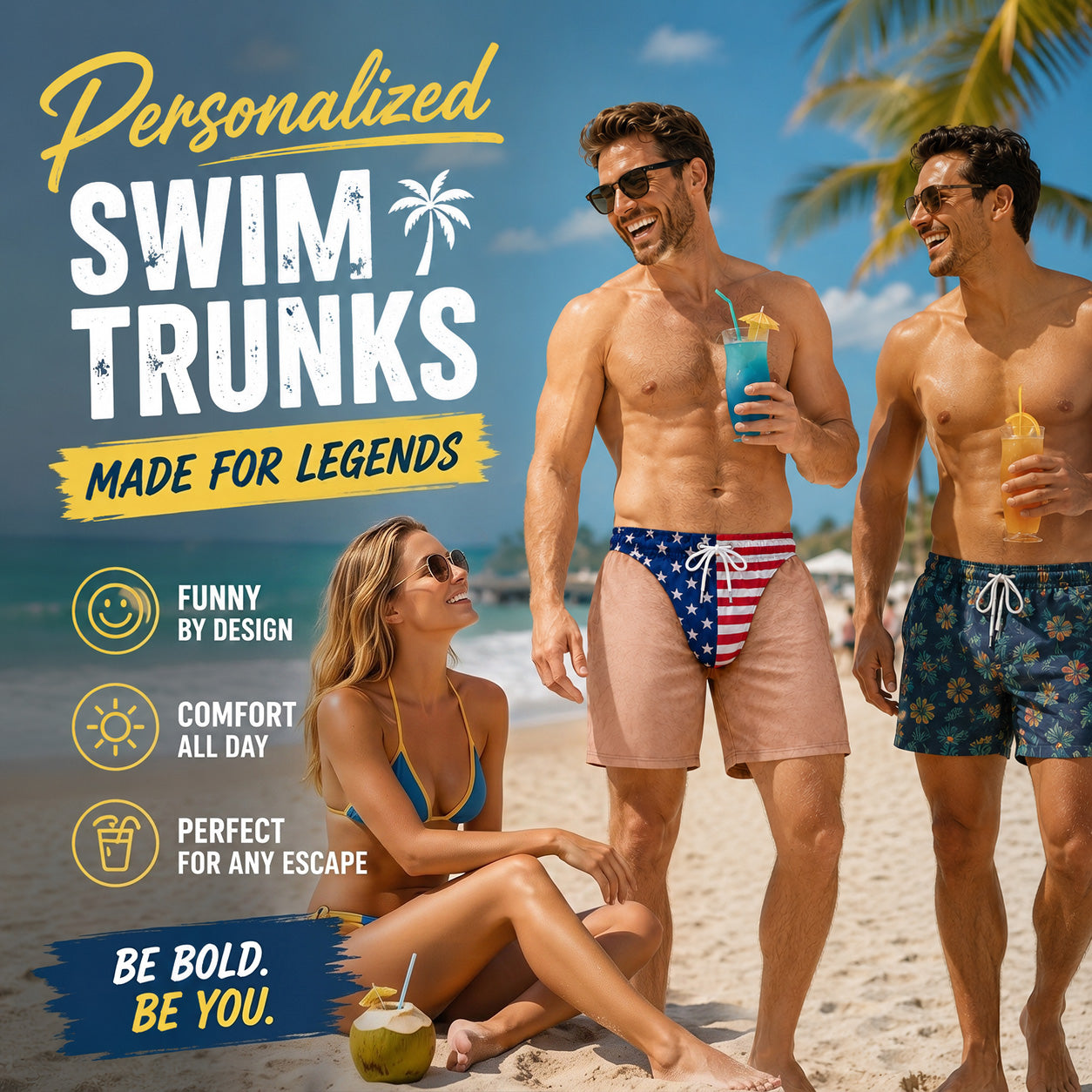 The "Cheeky Commando" Novelty Prank Swim Trunks – Guaranteed to Cause Double-Takes!