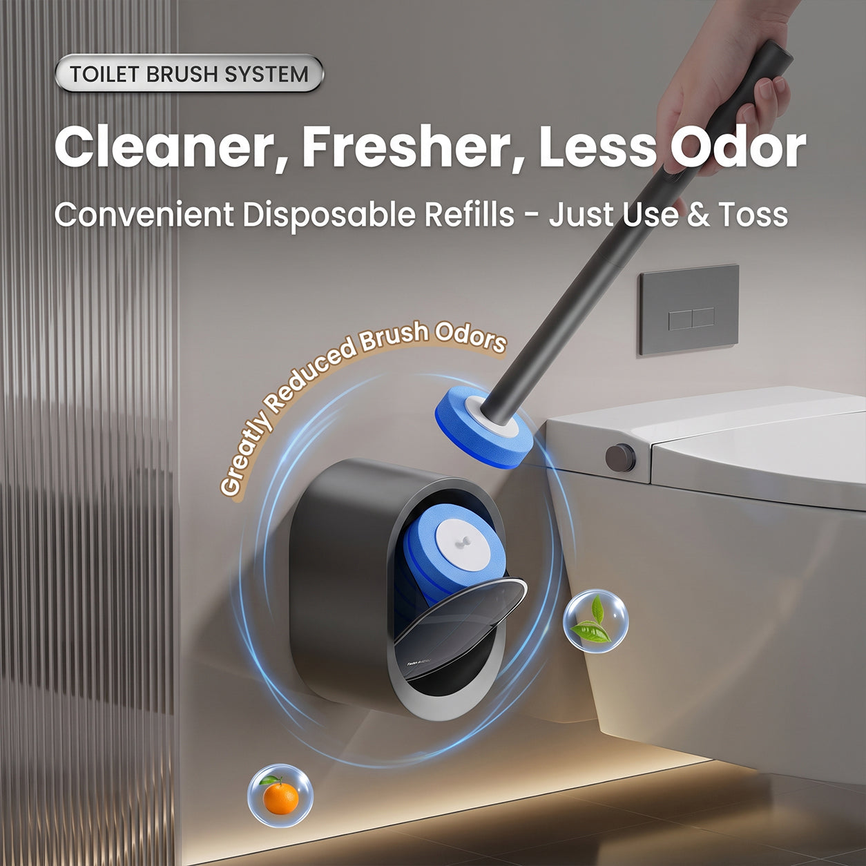 🔥 Disposable Toilet Brush Kit (No-Touch, with Refill Heads & Holder)