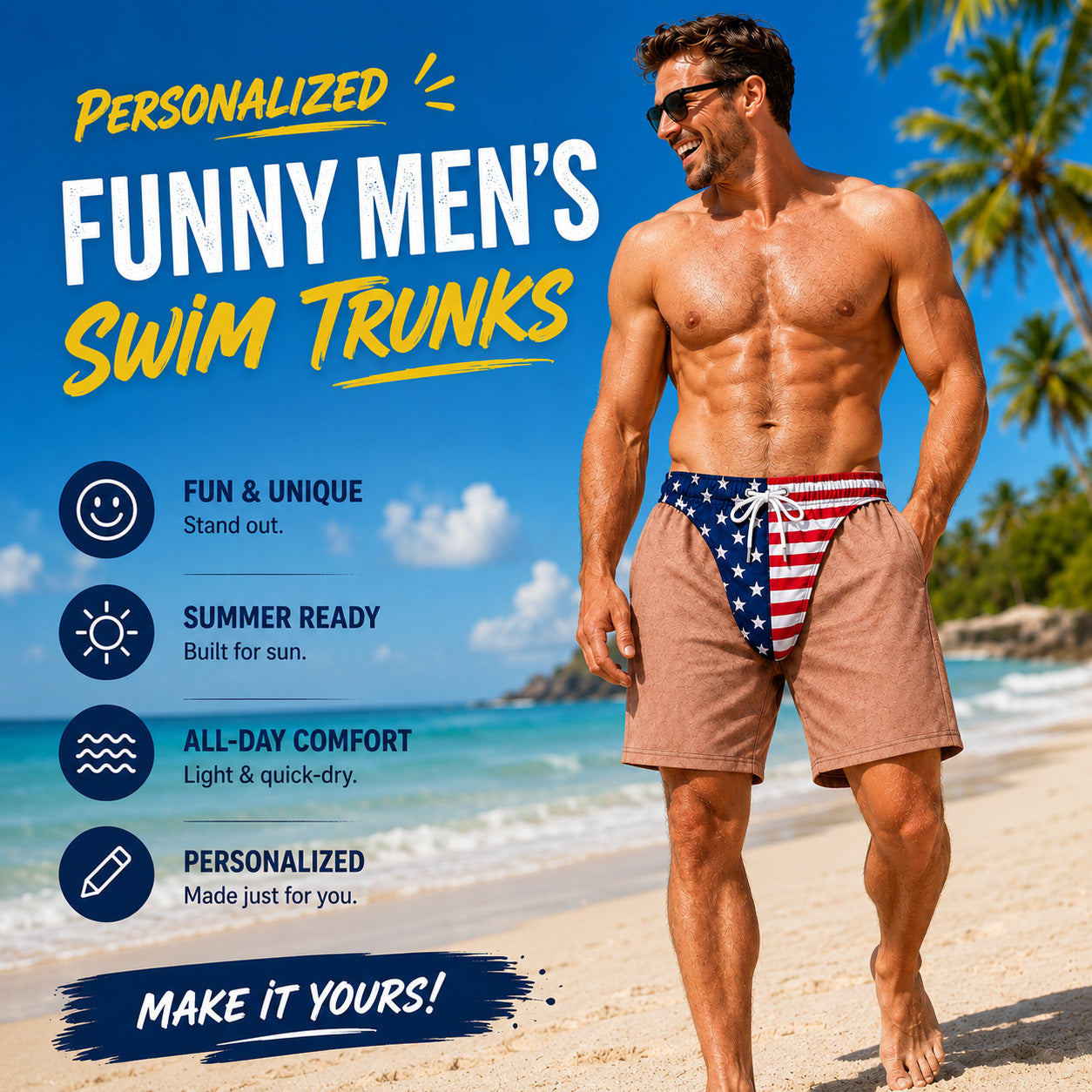 The "Cheeky Commando" Novelty Prank Swim Trunks – Guaranteed to Cause Double-Takes!