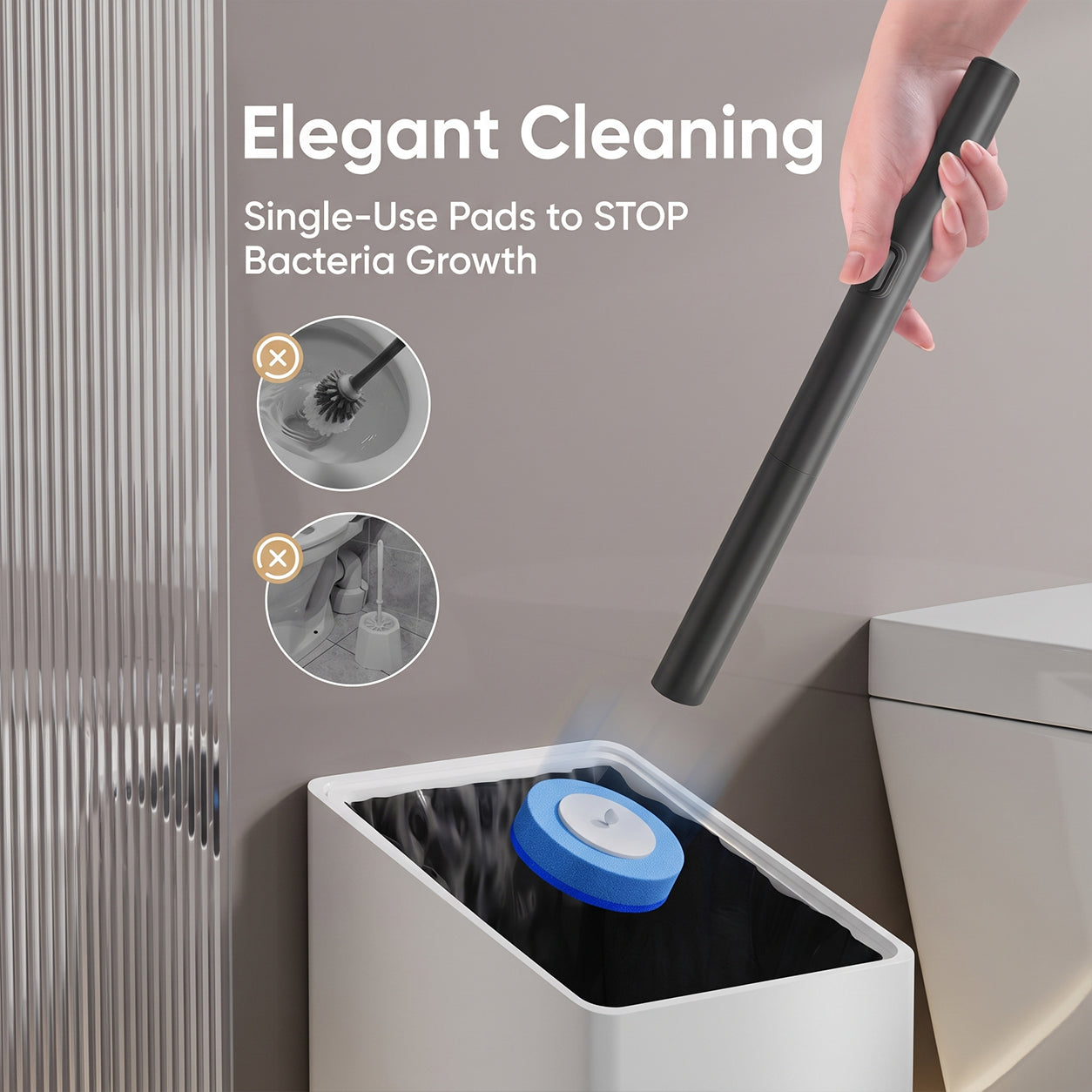 🔥 Disposable Toilet Brush Kit (No-Touch, with Refill Heads & Holder)
