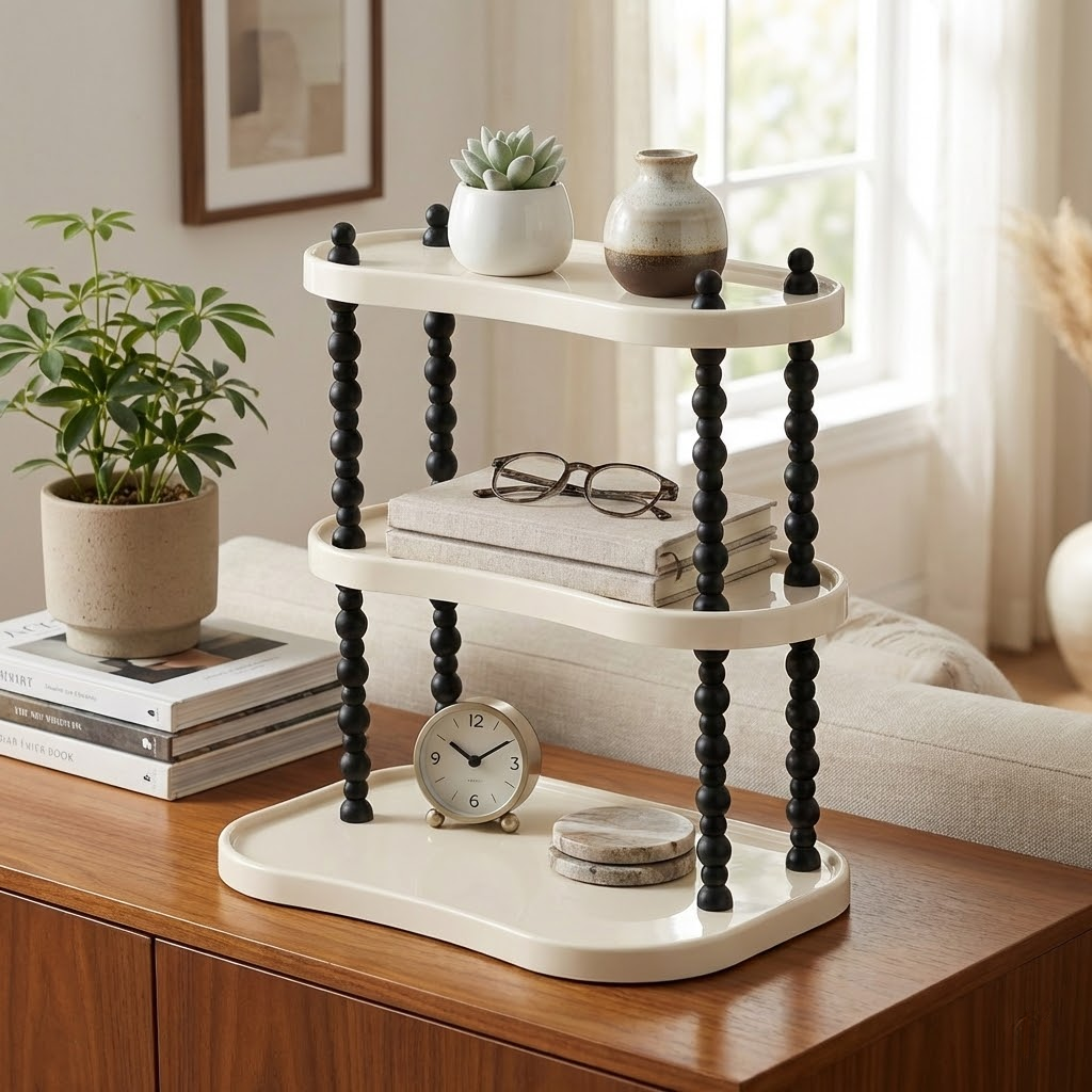 Cream Style Desktop Storage Rack